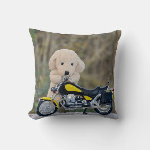 The funny biker  - throw pillow