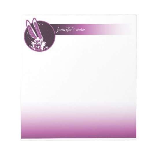the funny rabbit looks into round window cartoon notepad