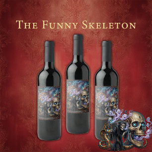 The Funny Skeleton – Celtic Steampunk Fantasy. Wine Label