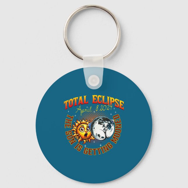 The Funny Sun Getting Mooned Total Solar Keychain (Front)