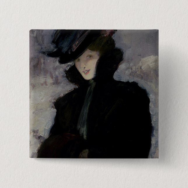 The Fur Coat 2 Inch Square Button (Front)