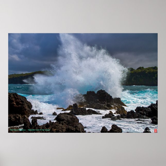 The Fury Of Kanaloa ~ Hawaiian God Of The Ocean Poster (Front)