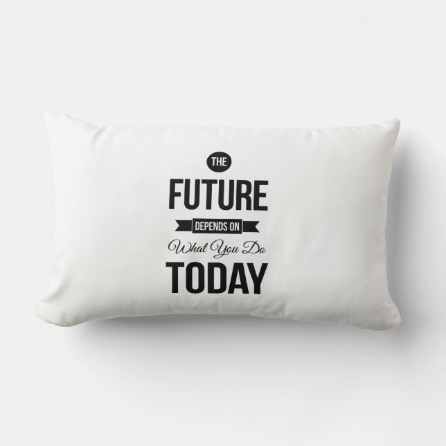 The Future Inspiring Quote White Lumbar Pillow (Front)