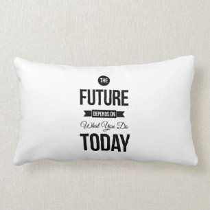 The Future Inspiring Quote White Lumbar Pillow