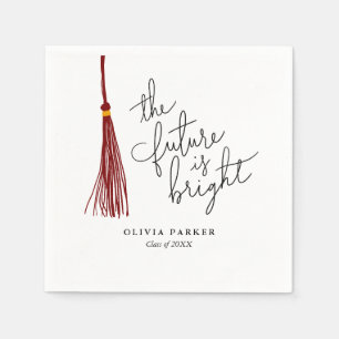 The Future is Bright Graduation Maroon Tassel Napkin