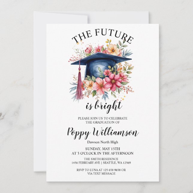 The Future Is Bright Graduation Party  Invitation (Front)