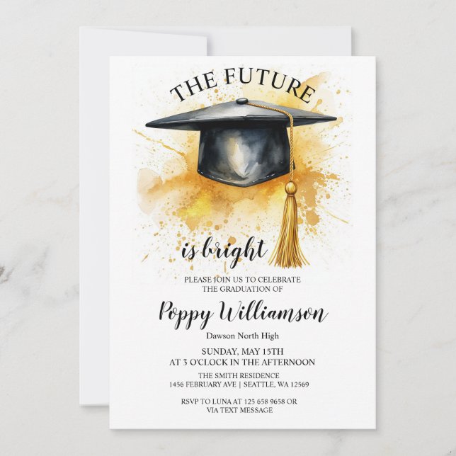 The Future Is Bright Graduation Party  Invitation (Front)