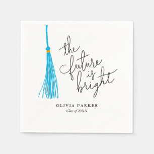 The Future is Bright Graduation Sky Blue Tassel Napkin