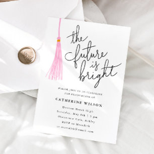 The Future Is Bright Light Pink Graduation Party  Invitation
