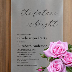The Future Is Bright Minimalist Script Graduation Vellum Invitations