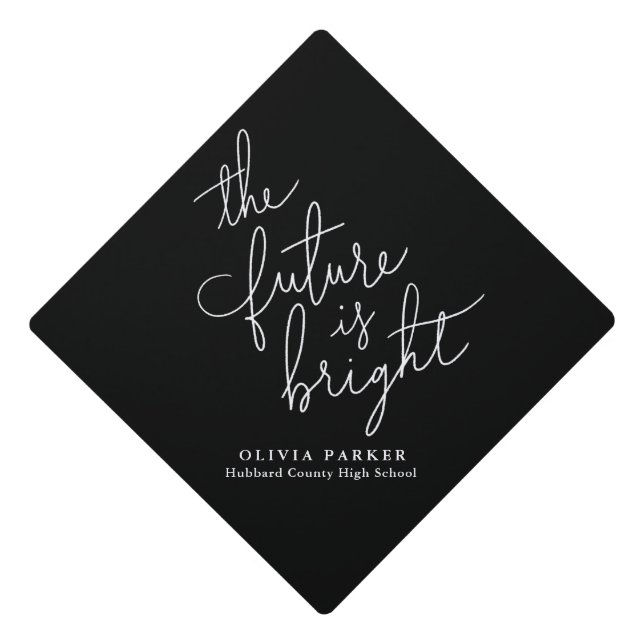 The Future Is Bright Modern Typography Graduation Cap Topper (Front)