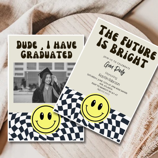 The Future is Bright Retro graduation party Invitation (Creator Uploaded)