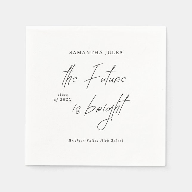 The Future is Bright Script Graduation Party Napkin (Front)