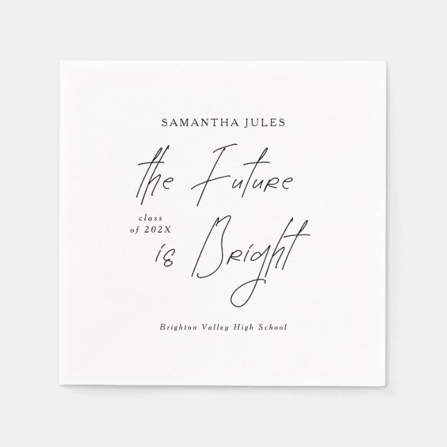 The Future is Bright Script Graduation Party Napkin (Front)