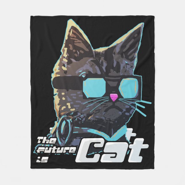 The Future is Cat Fleece Blanket (Front)