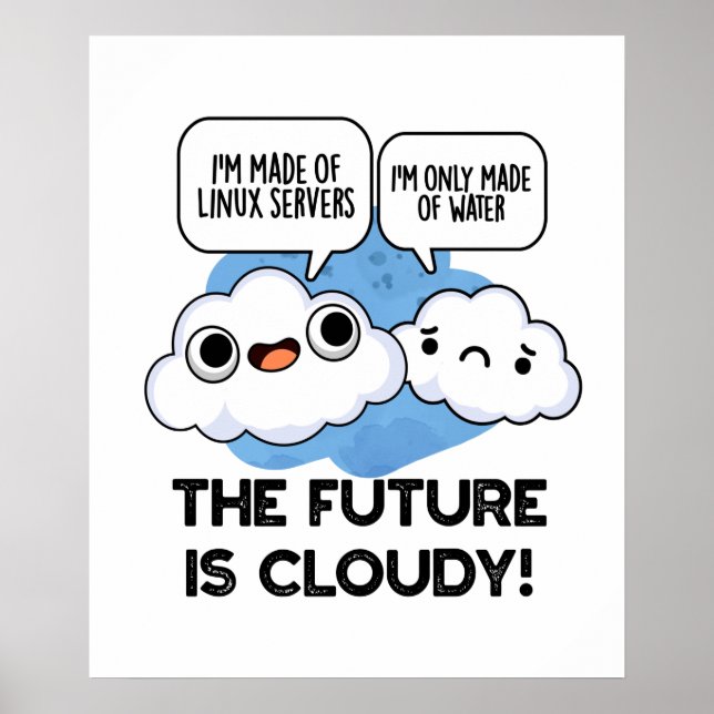 The Future Is Cloudy Funny Weather Computer Pun  Poster (Front)