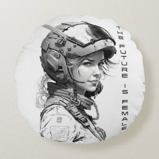 The future is female wall art, the future feminine round pillow