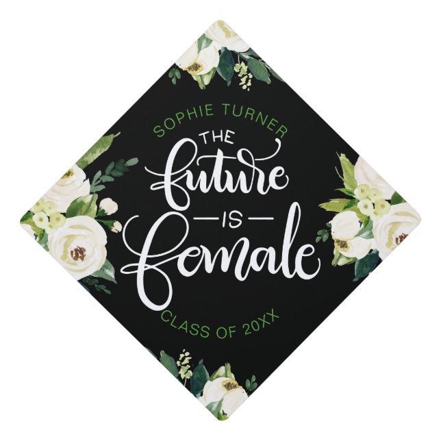 The future is female - Watercolor - Feminist Graduation Cap Topper (Front)