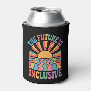 The Future Is Inclusive LGBTQ Rainbow Pride Retro Can Cooler