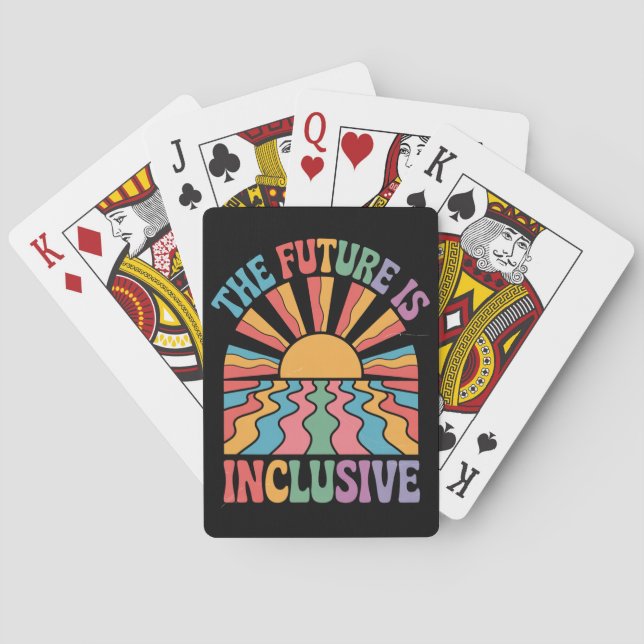 The Future Is Inclusive LGBTQ Rainbow Pride Retro Playing Cards (Back)