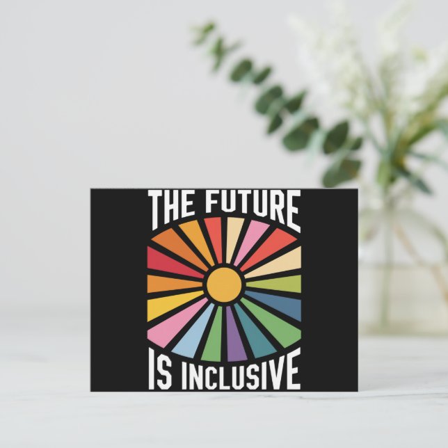 The Future is Inclusive Rainbow Pride Trans Rights Postcard (Standing Front)