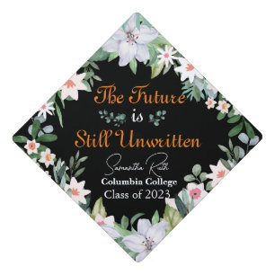 The Future is Still Unwritten flower wreath  Graduation Cap Topper