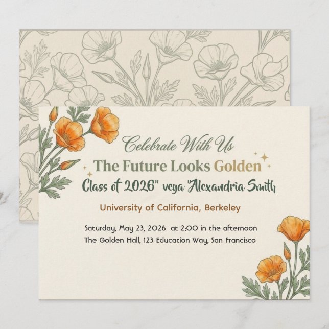 The Future Looks Golden Flat Save The Date Card (Front/Back)