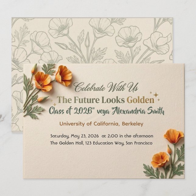 The Future Looks Golden Flat Save The Date Card (Front/Back)