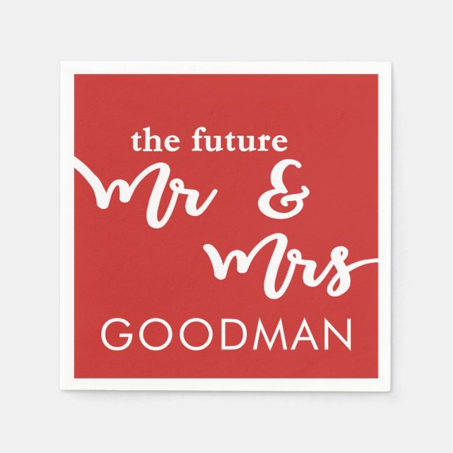 The Future Mr and Mrs Cocktail Napkins (Red) (Front)