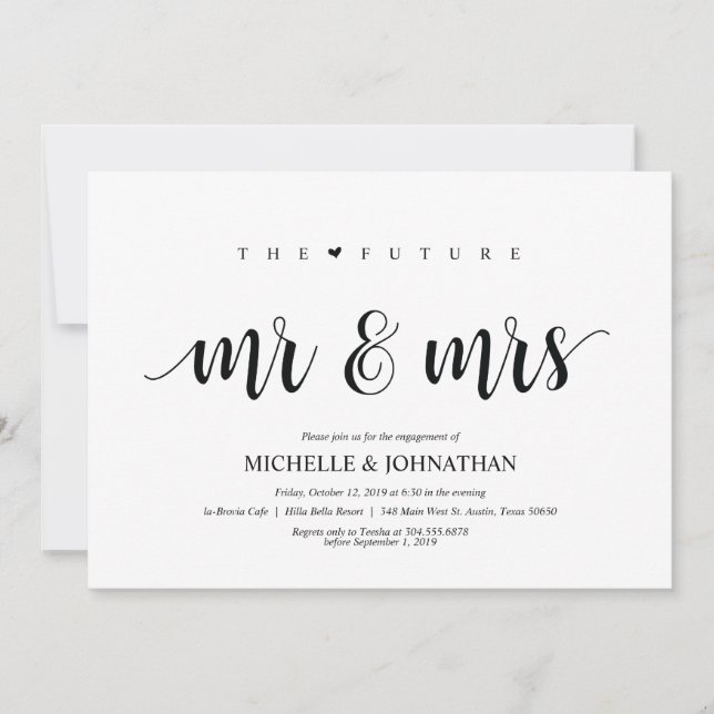 The future Mr and Mrs, Engagement Party invites (Front)