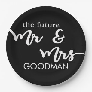 The Future Mr and Mrs Paper Plates (Black)