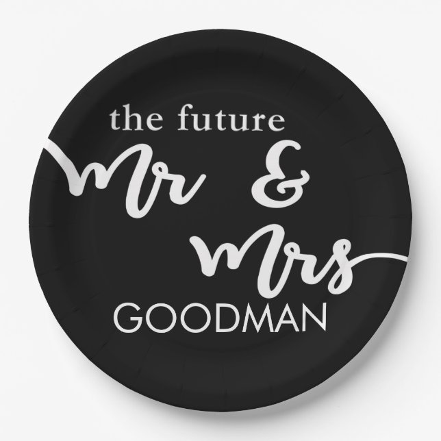 The Future Mr and Mrs Paper Plates (Black) (Front)