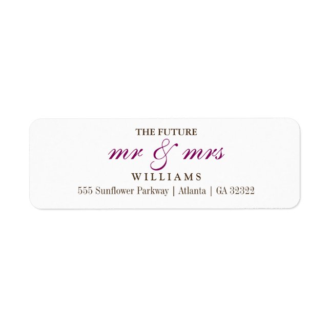 The Future Mr and Mrs Return Address (Front)