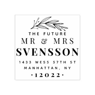 The Future Mr & Mrs Engaged Couple Return Address Rubber Stamp