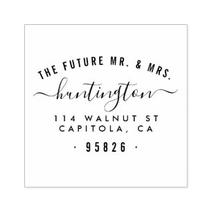 The Future Mr & Mrs Typography Return Address Rubber Stamp