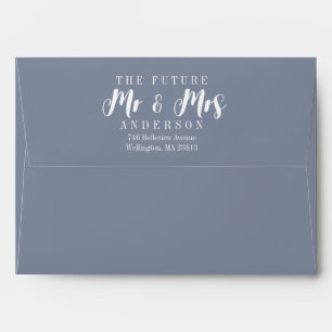 The Future Mrs and Mr Dusty Blue Return Address Envelope