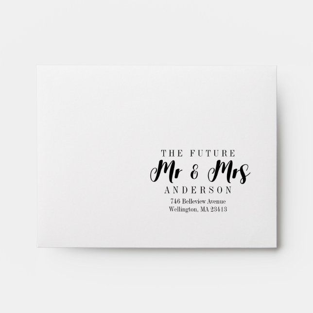 The Future Mrs and Mr Wedding Elegant Script RSVP Envelope (Front)