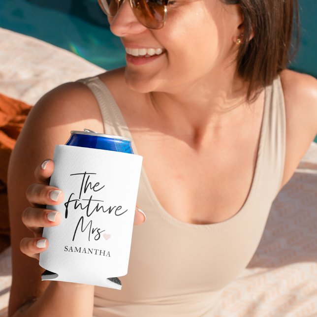 The Future Mrs and Your Name | Modern Beauty Gift Can Cooler (Creator Uploaded)