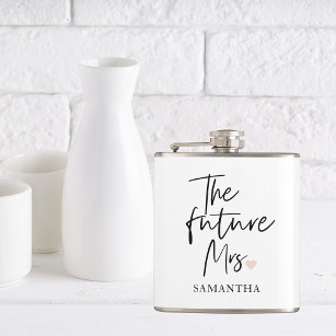 The Future Mrs and Your Name   Modern Beauty Gift Hip Flask