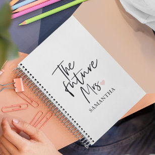 The Future Mrs and Your Name   Modern Beauty Gift Notebook