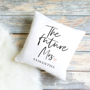 The Future Mrs and Your Name   Modern Beauty Gift Outdoor Pillow
