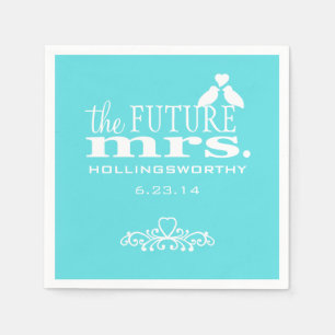 The Future Mrs. Aqua Blue Bridal Shower Napkin