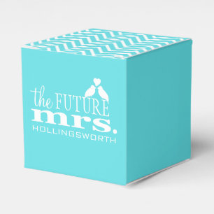 The Future Mrs. Aqua Blue Chevron Bridal Shower Favor Box