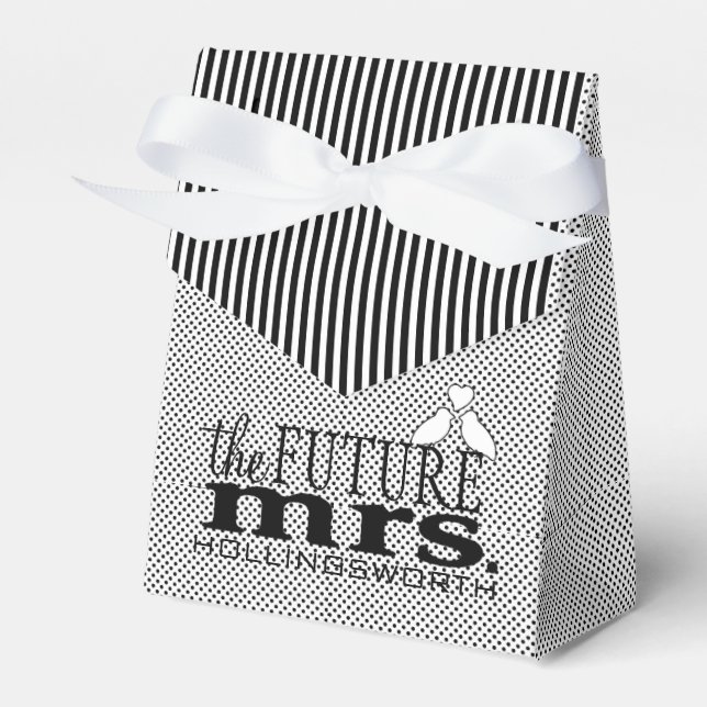The Future Mrs. Black and White Bridal Shower Favor Box (Front Side)