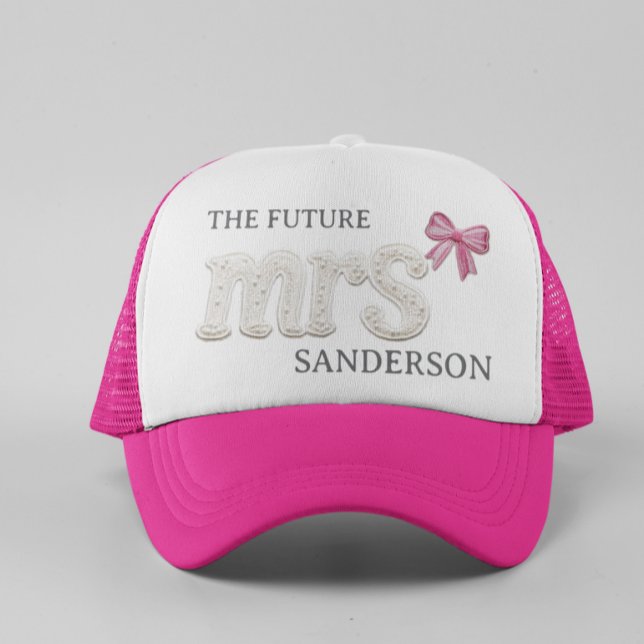 The Future Mrs Bride Faux Pearl Embroidered Patch  Trucker Hat (Creator Uploaded)