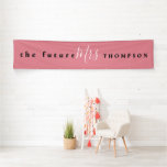 The Future Mrs name Black White Script Dusty Pink Banner<br><div class="desc">Perfect for the bridal shower, bachelorette party or hen do this typographical design has The Future Mrs and Surname and is fully customisable. You can easily personalise the text and can also change font style and text and Dusty Pink background colour via the Click to Customize Further option if you...</div>
