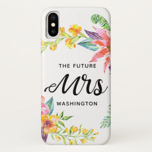 The Future Mrs Script Tropical Flowers Watercolor Case-Mate iPhone Case