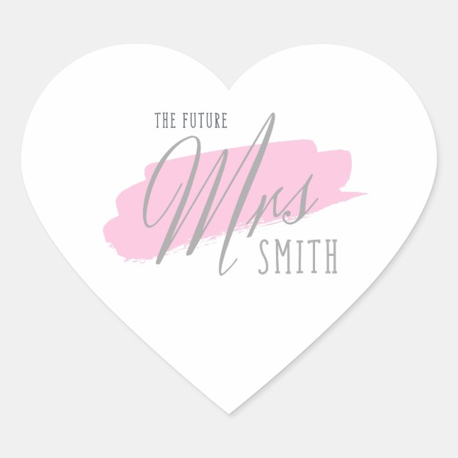 The Future Mrs Smith Heart Sticker - Gray & Pink (Front)