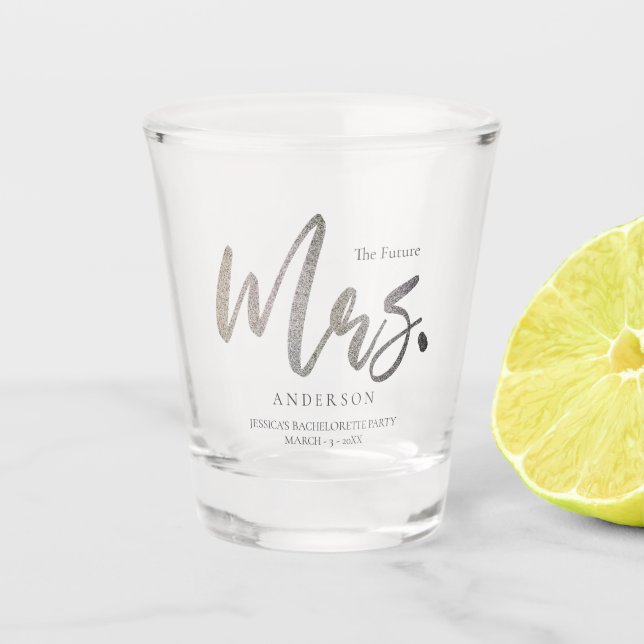 The Future Mrs. Wedding Silver Glitter Custom Shot Glass (Front)