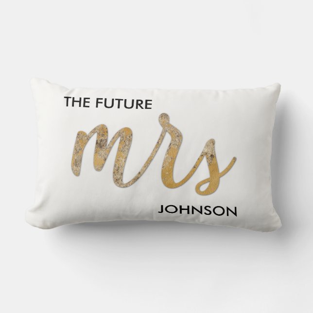 The Future/New Name Black White Faux Gold Foil Lumbar Pillow (Front)